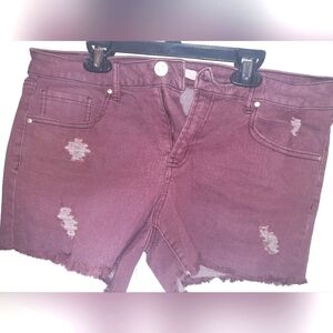 Burgundy cutoff shorts